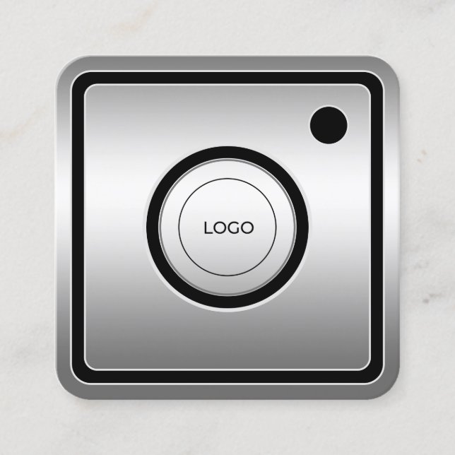 Social media inspired faux metallic  square business card (Front)