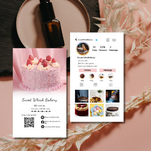Social Media Instagram Cute Pink Bakery  Business Card
