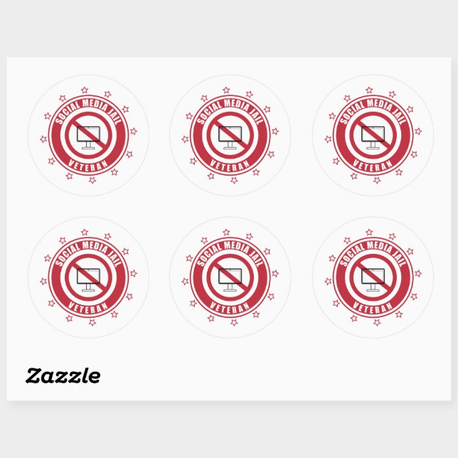 Social Media Jail Veteran Badge Classic Round Sticker (Sheet)