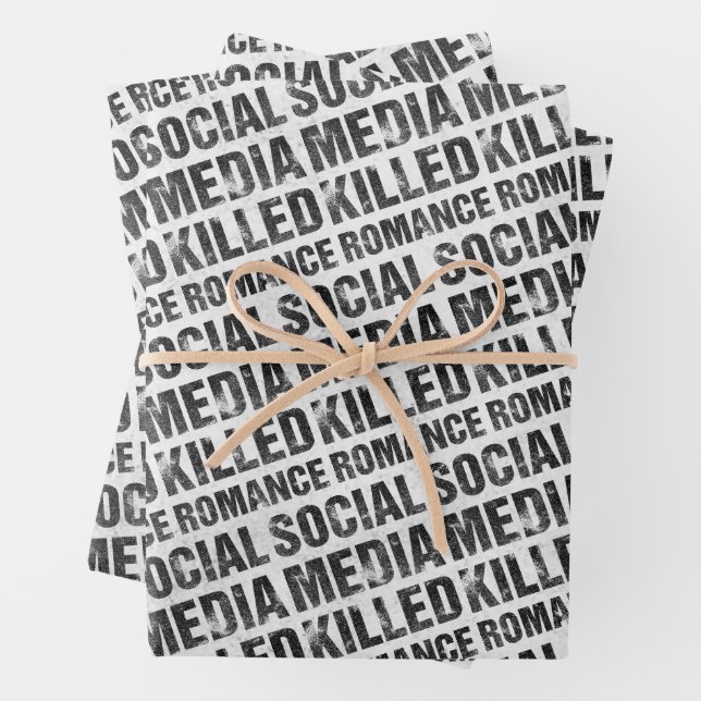 Social Media Killed Romance Wrapping Paper Sheet (In situ)