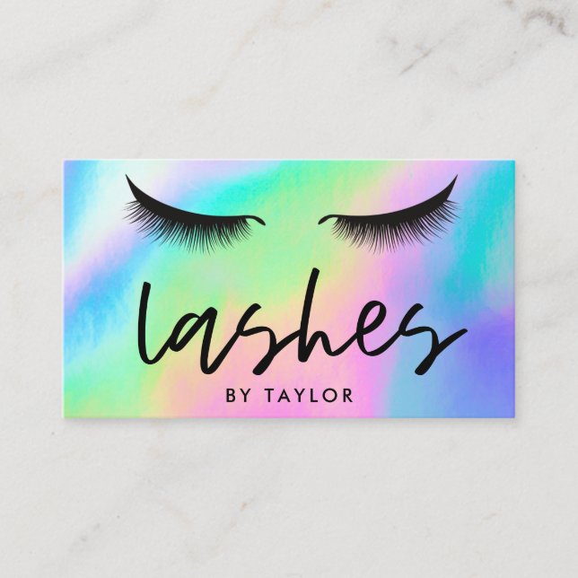 Social Media Lashes Eyes Holographic Trendy Business Card (Front)