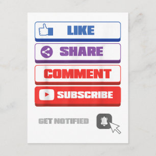 Social Media Like Share Comment Subscribe Vlogger Enclosure Card