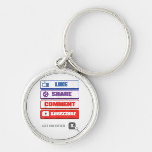 Social Media Like Share Comment Subscribe Vlogger Key Ring