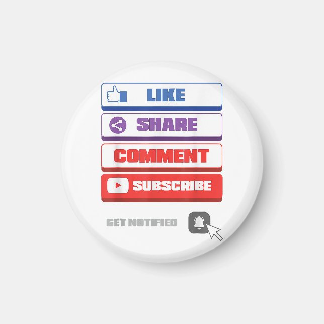 Social Media Like Share Comment Subscribe Vlogger Magnet (Front)
