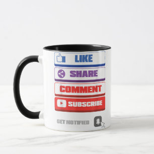Social Media Like Share Comment Subscribe Vlogger Mug