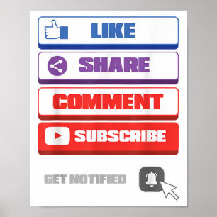 Social Media Like Share Comment Subscribe Vlogger Poster