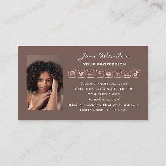 Social Media Logo Custom Photo QR Code Move Rose  Business Card (Back)