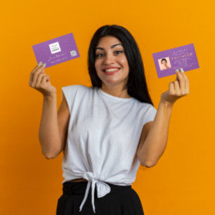 Social Media Logo Photo QR Code Makeup Purple Business Card