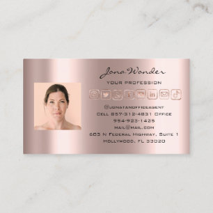 Social Media Logo Photo QR Code Makeup Rose Business Card