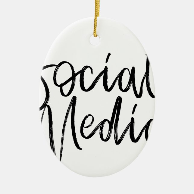 Social Media Lovers Typography Ceramic Tree Decoration (Front)
