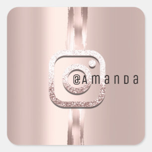 Social Media Makeup Rose Event Instagra Logo Square Sticker