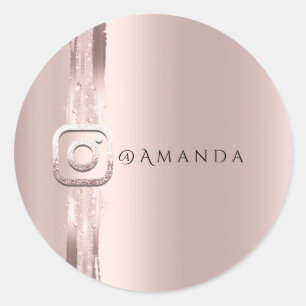 Social Media Makeup  Rose  Instagra Logo Round Classic Round Sticker