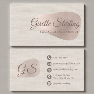 Social Media Manager Beige Linen Beauty Business Card