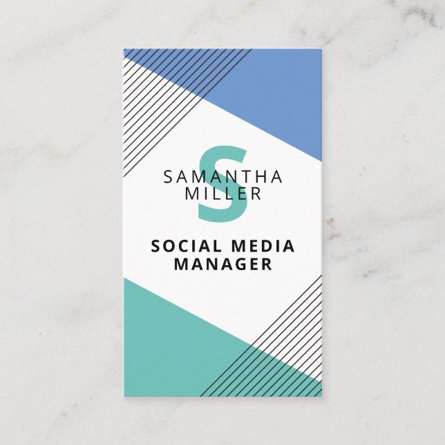 Social Media Manager Chic Modern Geometric Business Card (Front)