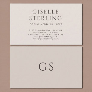 Social Media Manager Luxury Neutral Modern Business Card