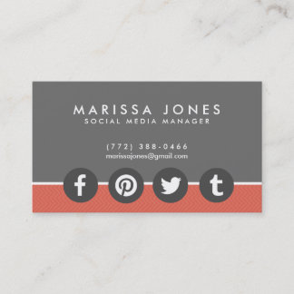Social Media Manager Peach Grey Business Cards