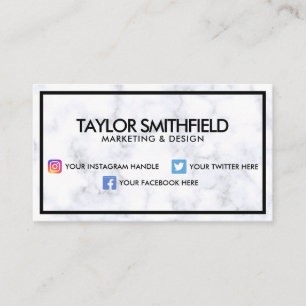 Social Media Modern Professional Marble Business C Card