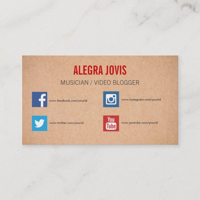 SOCIAL MEDIA MUSICIAN YOU TUBE BUSINESS CARD (Front)