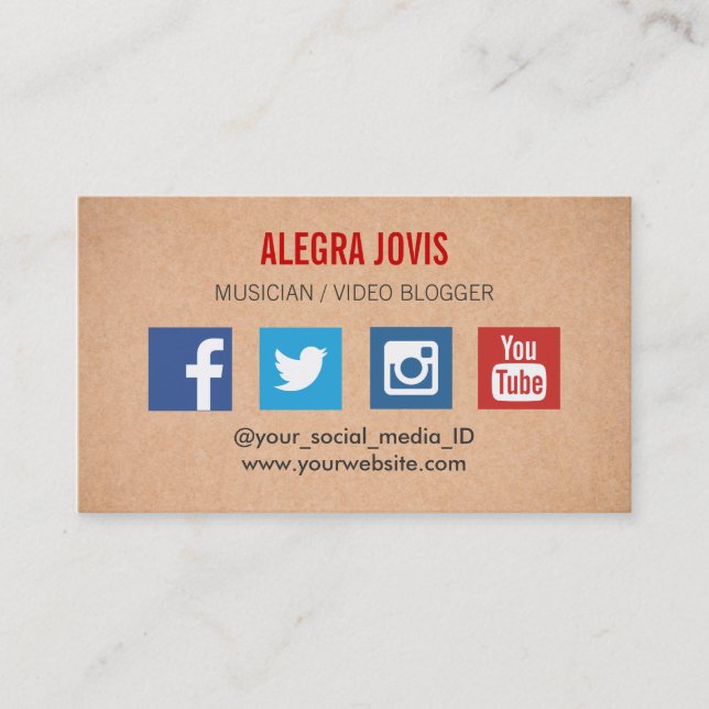 SOCIAL MEDIA MUSICIAN YOU TUBE BUSINESS CARD (Front)
