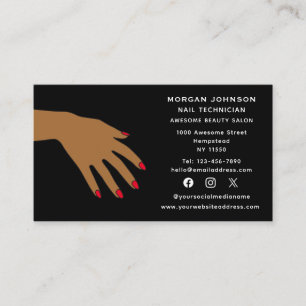 Social Media Nail Techician Manicure Beauty Salon Business Card