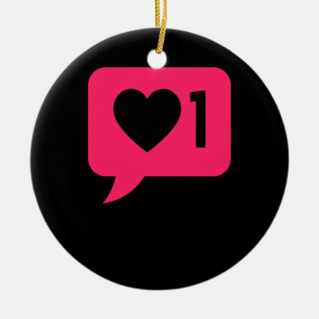 Social Media Notification Valentines Day Ceramic Tree Decoration (Front)