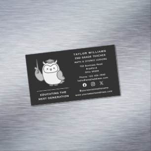 Social Media Owl Teacher Educator Tutor Tutoring Magnetic Business Card