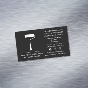 Social Media Paint Roller House Painting Services Magnetic Business Card