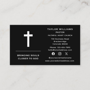 Social Media Pastor Minister Religious Faith Cross Business Card