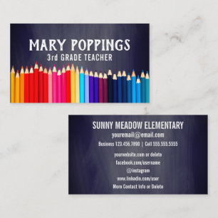 Social Media Pencils Chalkboard Teacher Business Card