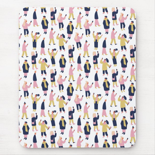 Social Media People Pattern Mouse Mat (Front)