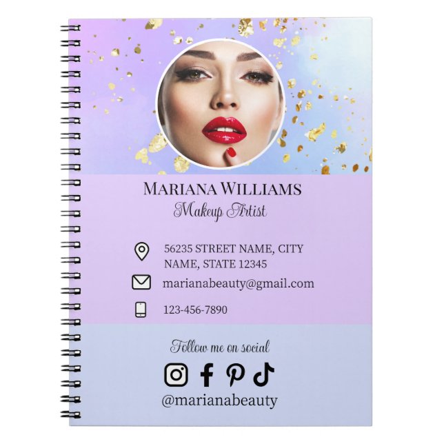 social media photo small business beauty purple  notebook (Front)