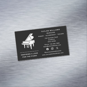 Social Media Pianist Piano Teacher Accompanist Fun Magnetic Business Card