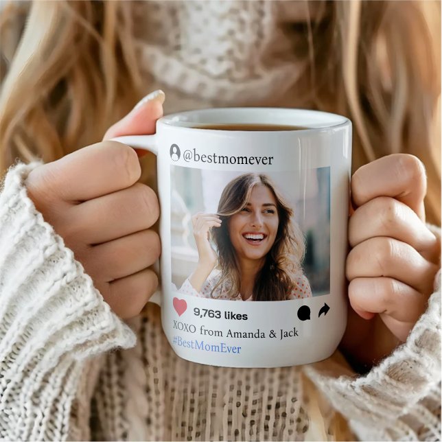 Social Media Post Best Mum Ever Photo Coffee Mug (Retro Film Strip Best Mom Ever Photo Collage Coffee Mug
)