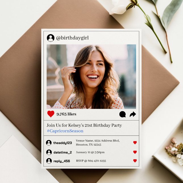 Social Media Post Photo 21st Birthday Party Invitation (Social Media Post Photo 21st Birthday Party Invitation
)