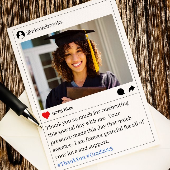 Social Media Post Photo Graduation Thank You (Social Media Post Photo Wedding Thank You Card
)