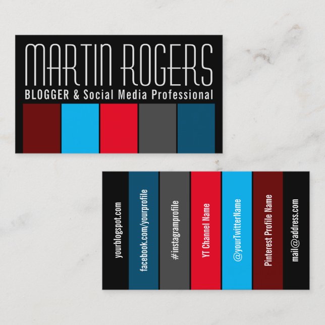 Social media professional and blogger style business card (Front/Back)