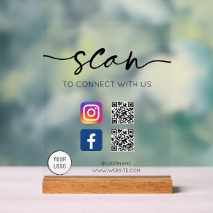 Social Media QR Code Acrylic Sign