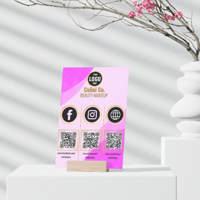 Social Media QR Code Acrylic Sign - Custom Beauty  (Social Media QR Code Acrylic Sign - Custom Beauty Display)