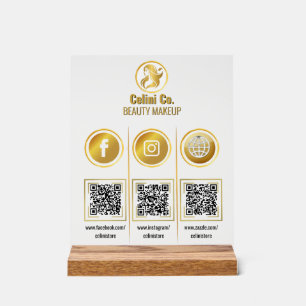 Social Media QR Code Acrylic Sign - Multi Platform