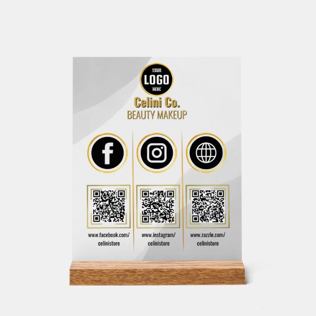 Social Media QR Code Acrylic Sign - Multi Platform (Front)