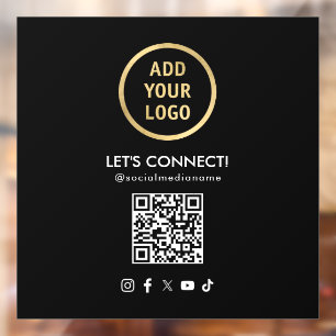 Social Media QR Code Add Your Logo Black Window Cling