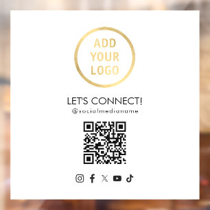 Social Media QR Code Add Your Logo White Window Cling