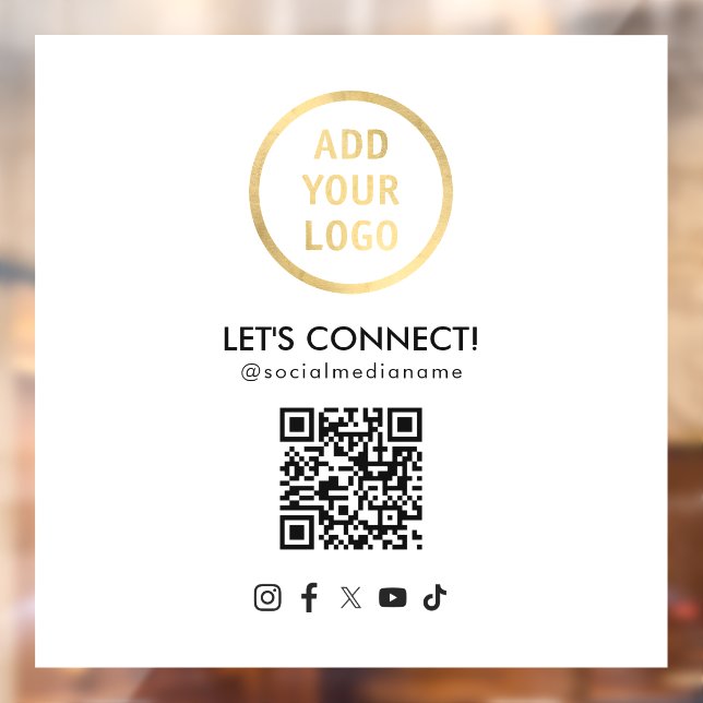 Social Media QR Code Add Your Logo White Window Cling (Sheet 2)