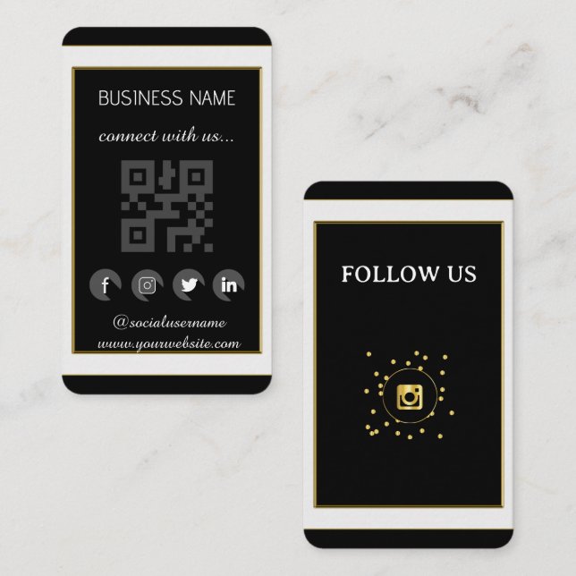 -Social Media QR Code  Business Card (Front/Back)
