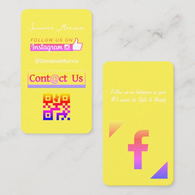 Social Media QR Code Business Card (Front/Back)