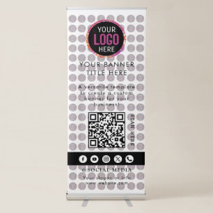 Social Media QR Code Business Logo Retractable Ban Banner