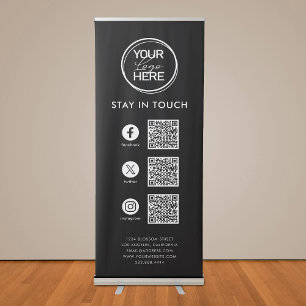 Social Media QR Code Business Logo Retractable Banner