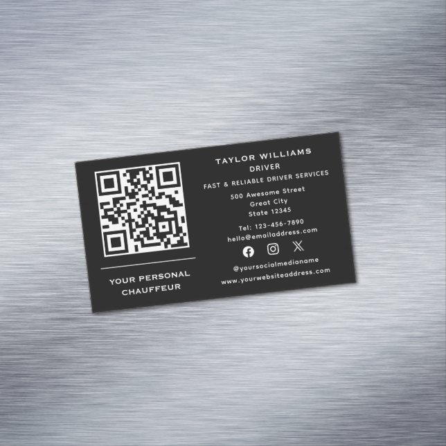 Social Media QR Code Chauffeur Service Taxi Driver Magnetic Business Card (In Situ)