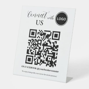 Social Media QR code Connect with us  Pedestal Sign