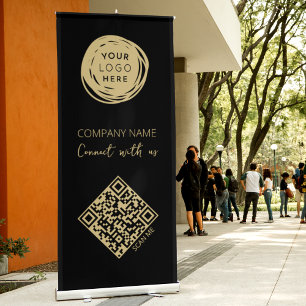 Social Media QR Code Connect With Us Retractable Banner